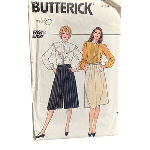 Butterick 4554 Womens Blouse & Culottes Sewing Pattern Size 18-22 - uncut
